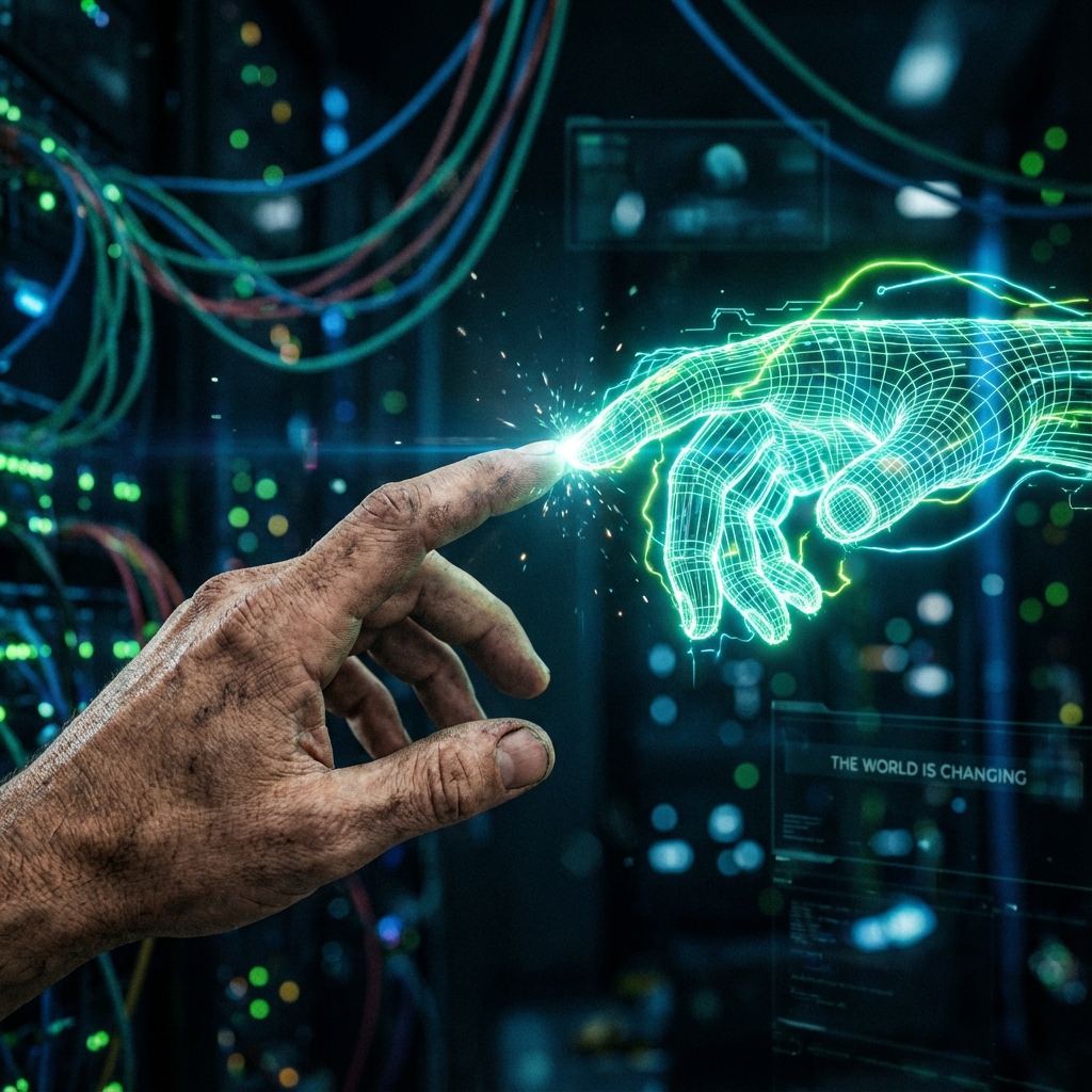 Plumber using AI on phone